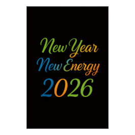 Pôster Nova Energia Novo Começo 2026 Motivação Colorida