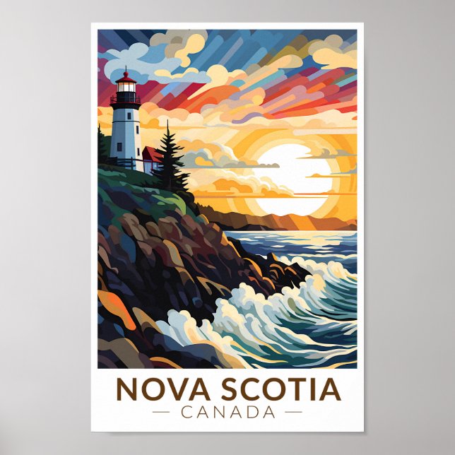 Poster Nova Escócia Canadá Farol Viagem Art Vintage (Frente)