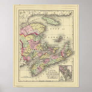 Poster Nova Escócia, Novo Brunswick, identificação do