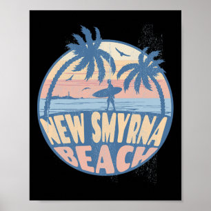 Poster Nova Esmirna Flórida Praia Surf Verão Férias Vint
