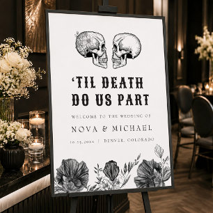 Poster NOVA Floral Gótico Caveira Até a Morte Casamento B