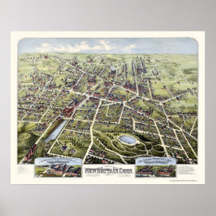Poster Nova Grã-Bretanha, CT Mapa Panorâmico - 1875