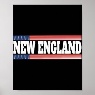 Poster Nova Inglaterra Bandeira EUA Patriótico Estado Uni