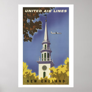 Poster Nova Inglaterra dos anos 50 no Outono Estilo de Vi