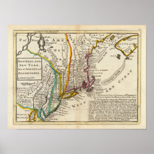 Pôster Nova Inglaterra, New York, New-jersey e