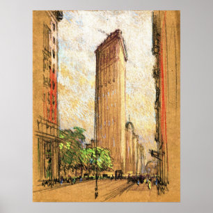 Poster Nova Iorque 1904 da construção de Flatiron