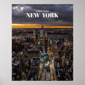 Poster Nova Iorque at Night Skyline - Estados Unidos