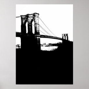 Poster Nova Iorque Brooklyn Bridge Silhouette Pop Art