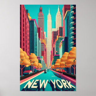 Poster Nova Iorque, cidades do mundo, estilo Vintage