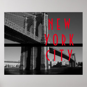 Pôster Nova Iorque da ponte Black White Brooklyn