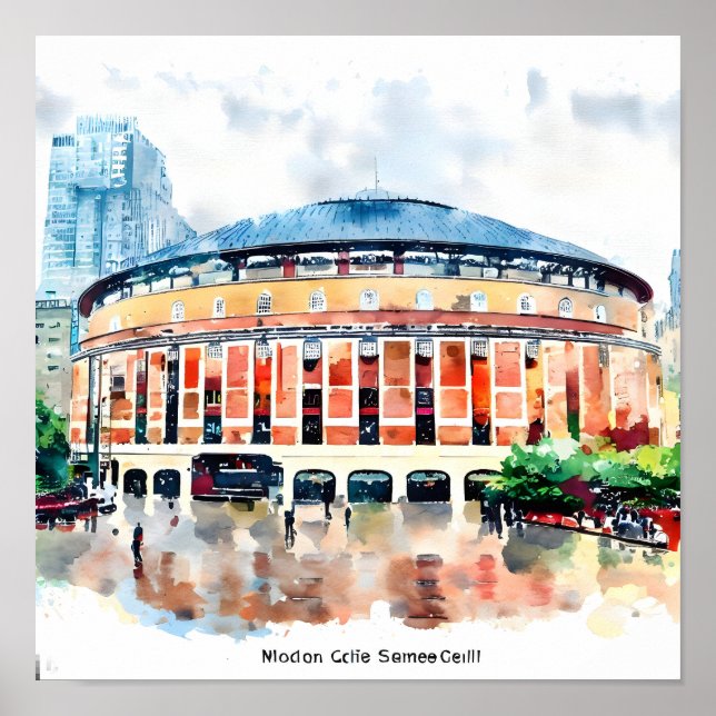 Poster Nova Iorque Detalhada Madison Square Garden Waterc (Frente)