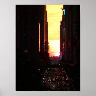 Pôster Nova Iorque do por do sol de Manhattanhenge, meio