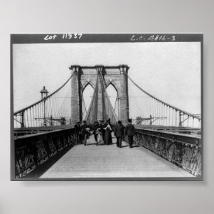 Pôster Nova Iorque NY 1898 da ponte de Brooklyn do