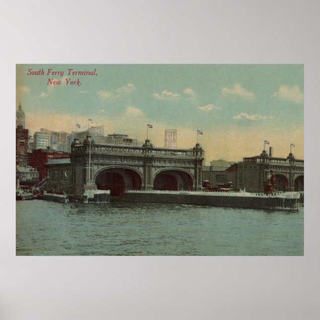 Pôster Nova Iorque, NY - South Ferry Terminal Building (Frente)