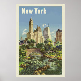 Poster Nova Iorque Skyline Central Park Vintage