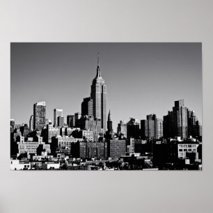 Poster Nova Iorque Skyline em Preto e Branco