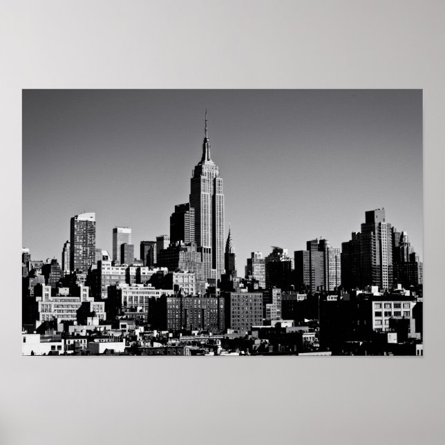 Poster Nova Iorque Skyline em Preto e Branco (Frente)