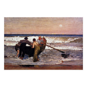 Pôster Nova Jersey, empurrando o barco, arte fina,