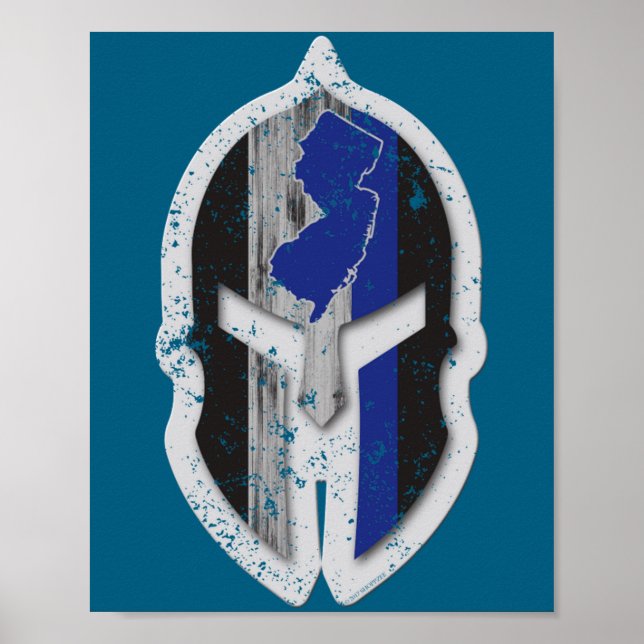 Poster Nova Jersey Estado Piolhos Thin Blue Line Espartan (Frente)