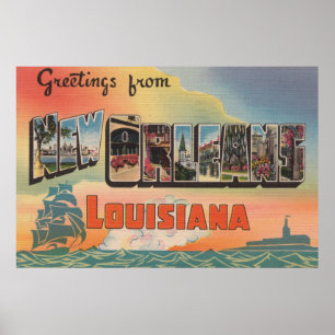 Pôster Nova Orleães, Louisiana - grandes cenas da letra