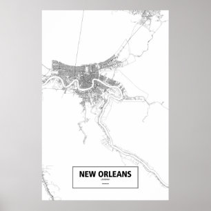 Pôster Nova Orleães, Louisiana (preto no branco)
