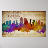Nova Orleans, LA | Linha Skyline Cidade de Cores