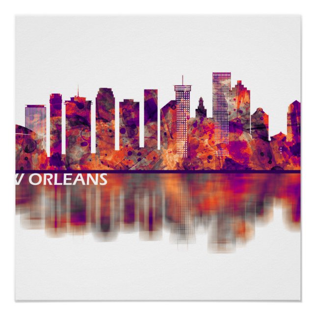 Pôster Nova Orleans Louisiana Skyline (Frente)