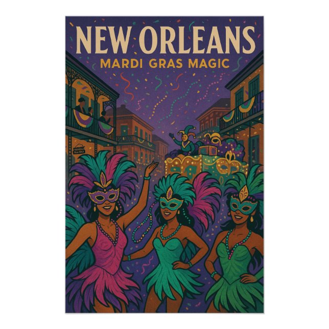 Pôster Nova Orleans - Mardi Gras Magic (Frente)