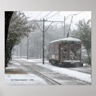 Pôster Nova Orleans Streetcar Snow