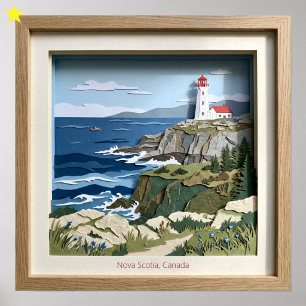 Poster Nova Scotia Canadá Colagem de Papel Diorama