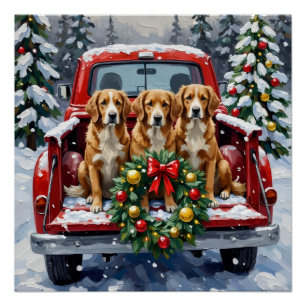Pôster Nova Scotia Duck Tolling Retriever Natal Vermelho
