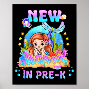 Poster Nova sereia no pré-escolar fofo volta às aulas pré