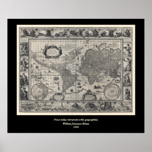 Pôster Nova Tóncio Terrarum, 1606 Mapa Mundial Antiquado
