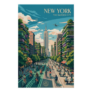Pôster Nova York A Cidade Jardim Arte de Poster de Viagem