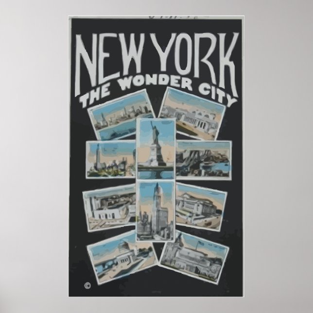 Poster Nova York A Cidade Maravilha, Vintage (Frente)