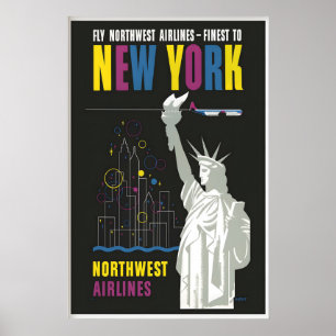Poster Nova York Americana Estados Unidos Viagem Antiga