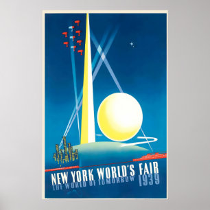 Poster Nova York EUA América Feira Mundial Viagem Antiga