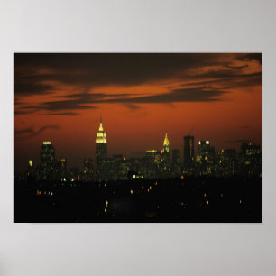 Poster Nova York, EUA. Linha do horizonte de Manhattan 2