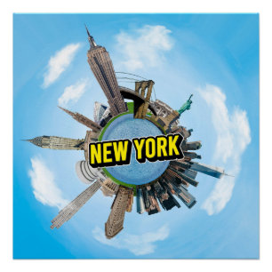 Pôster Nova York minúsculo pequeno planeta marco arquitet