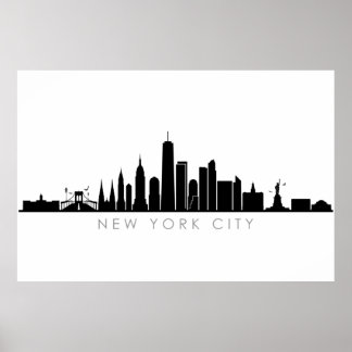 Poster NOVA YORK NYC Manhatten EUA City Skyline Silhouett
