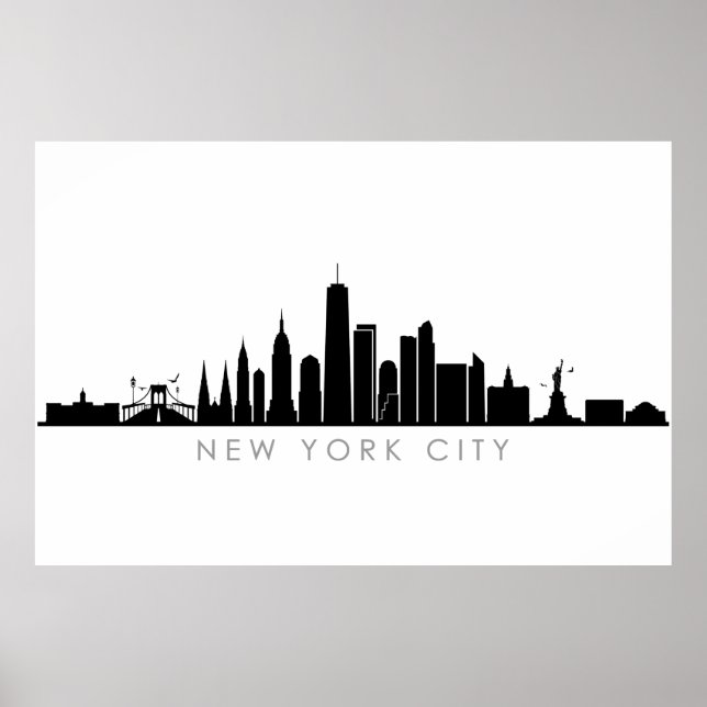 Poster NOVA YORK NYC Manhatten EUA City Skyline Silhouett (Frente)