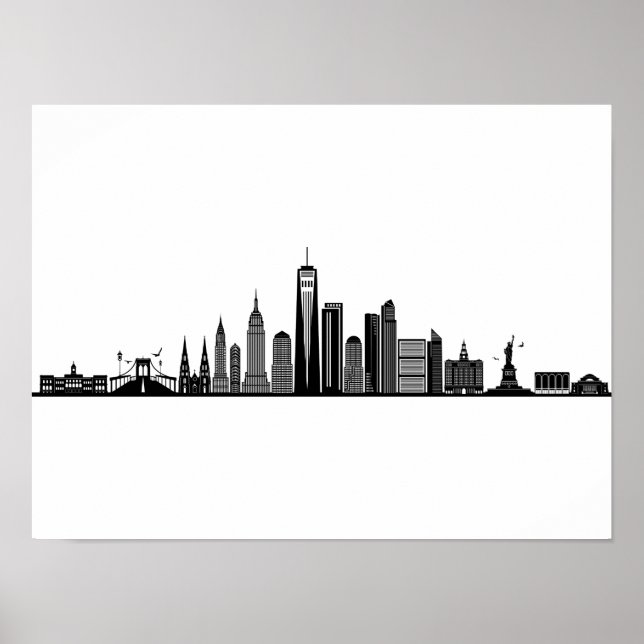 Poster NOVA YORK NYC Manhatten EUA City Skyline Silhouett (Frente)