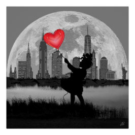 Pôster NOVA YORK Poster Brilhante da Menina do Coração Ba