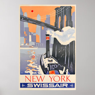 Poster Nova York - Swissair - Cartaz de Viagem