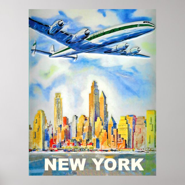 Poster Nova York, viagem aérea vintage (Frente)