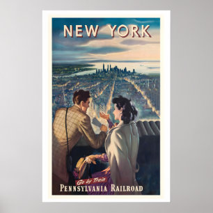 Poster Nova York Viajar de Trem Pennsylvania Railroad Vin