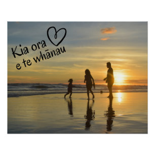 Pôster Nova Zelândia Kia Ora Personalizada Família Whānau