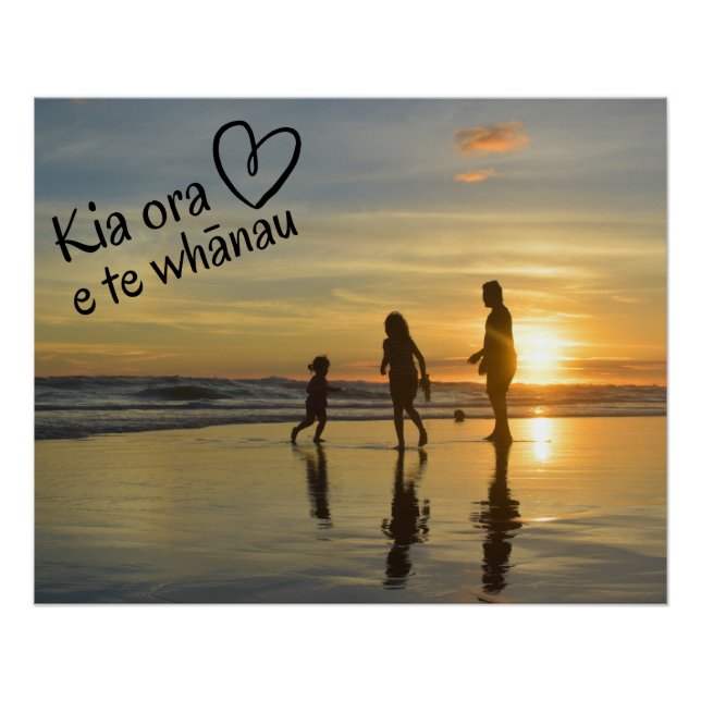 Pôster Nova Zelândia Kia Ora Personalizada Família Whānau (Frente)