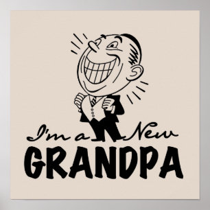 Pôster Novas camisetas e presentes no vovô sorrindo