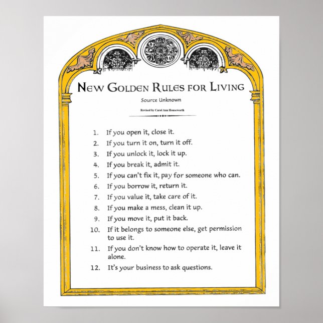 Pôster Novas regras de Ouro para a vida (Frente)